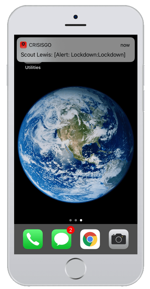 image of a mobile phone and the Crisis Go application  